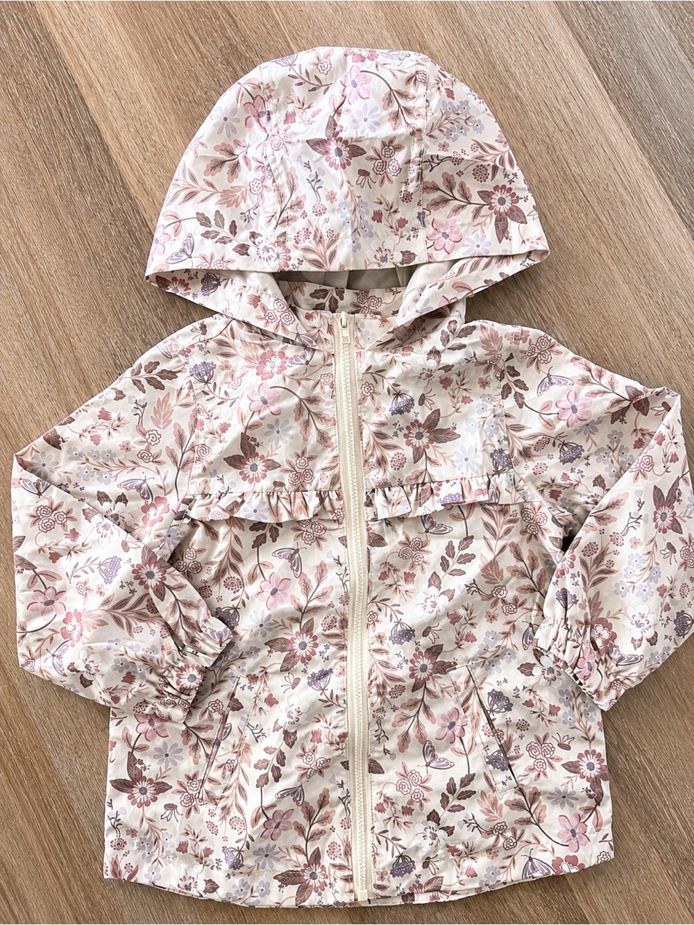 Max Studio Kids Floral Butterfly Hooded Rain Jacket Girls 24M